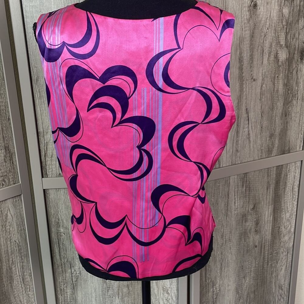 aura retro 60's inspired silk top women's 12 - Picture 6 of 11